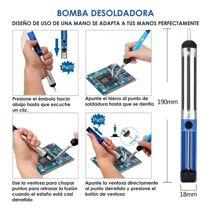 Kit Soldador De Estaño Eléctrico 60w Tipo Lápiz Temperatura Ajustable Genérica