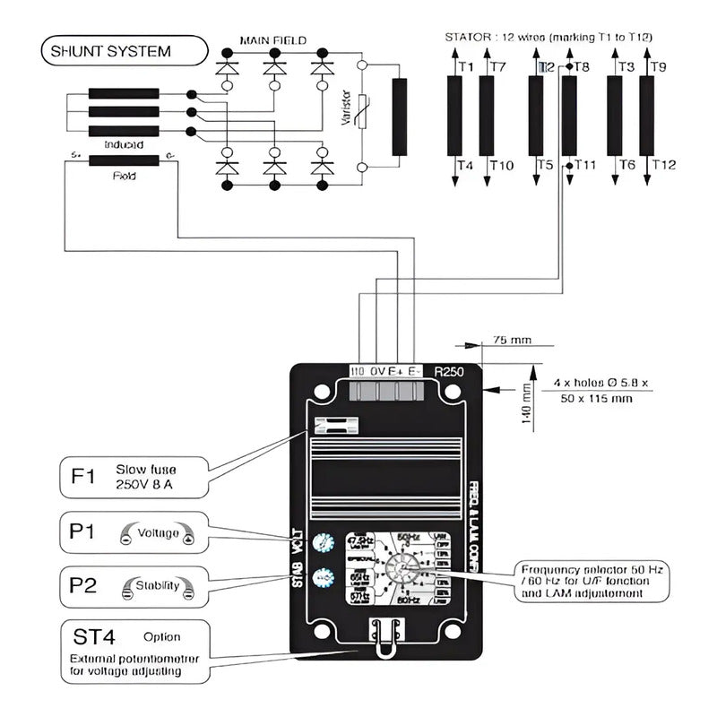Regulador De Voltaje Avr R250 Para Leroy Somer