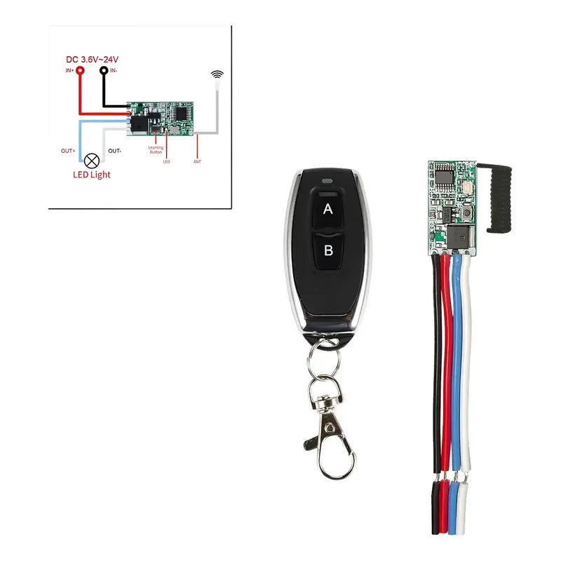 Control Remoto Transmisor Receptor 5v 12v 24v + 2 Controles