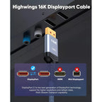 Cable Displayport 2.1 80gbps 16k 60hz 8k 4k 240hz 1mt Uhbr20
