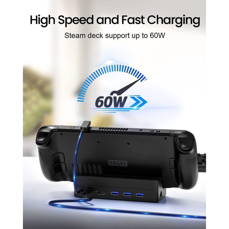 Base Para Steam Deck 6 En 1 Hdmi 4k Pd Ethernet Usb Tipo C