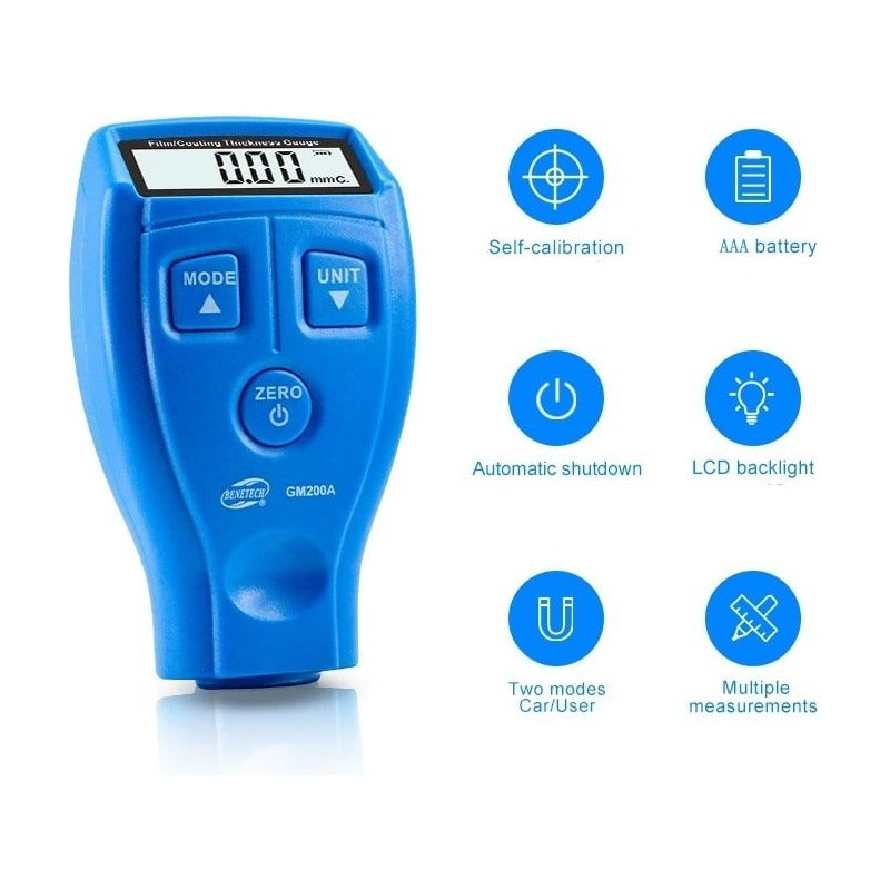 Medidor Espesor Recubrimiento Pintura Barniz Lcd Azul