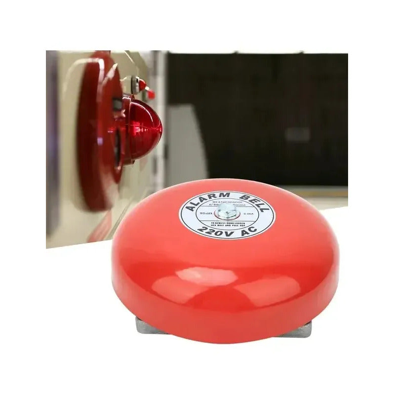Timbre Campana Alarma 220v Metal Rojo Escuela Incendio 97db 10 Pulgadas Rojo