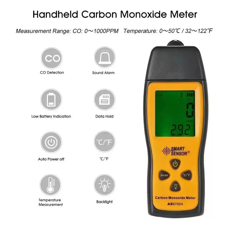 Monitor Tester Medidor De Monoxido De Carbono Co Termometro