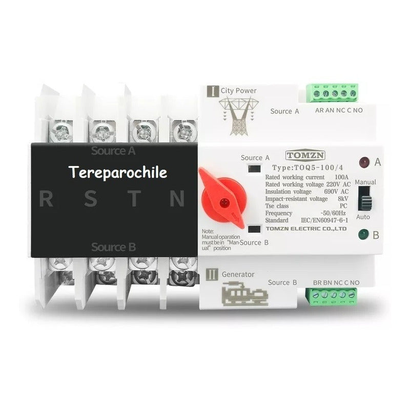 Switch Ats Transferencia Automatico Trifásico 100a 4f 220v Beige