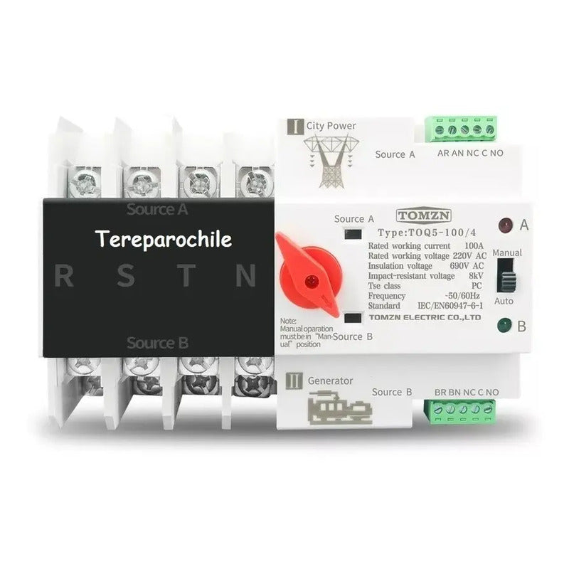 Switch Ats Transferencia Automatico Trifásico 100a 4f 220v Beige