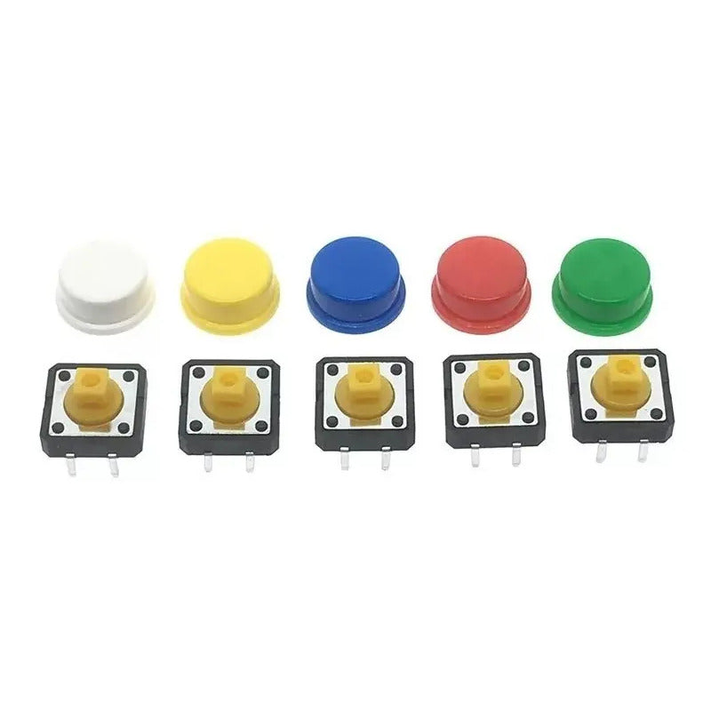 Pack 25 Pulsador Color 4 Pines 12 X 12mm + Caja Organizadora Multi