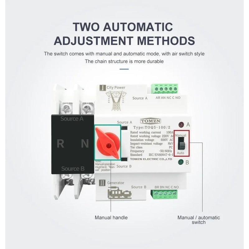 Interruptor Ats Transferencia Automática 100a Monofásico Mcb Beige