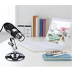 Microscopio Digital Usb 1600x Pc Notebook Celular Tab 8 Leds Negro
