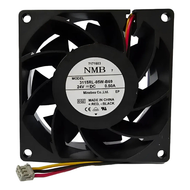 Ventilador Fan 80x38mm 3115rl-05w-b69 24v 0.50a 3pines Negro Negro