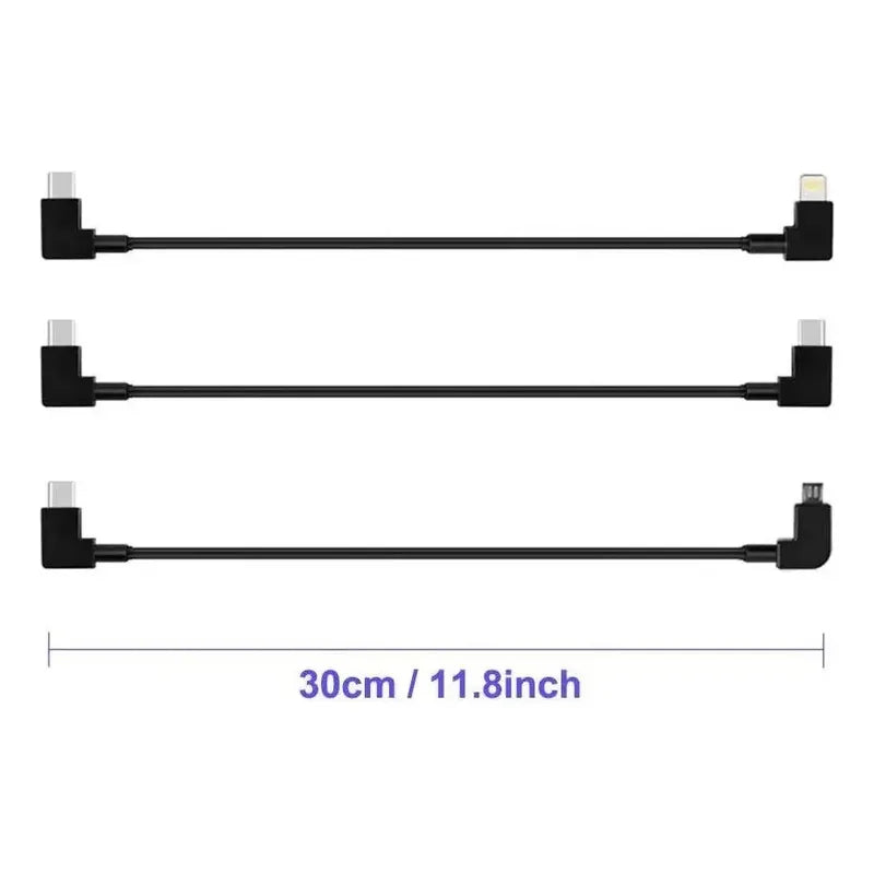 Cable Otg Compatible Dji Drone 30cm 90° Micro Usb A Tipo C Negro