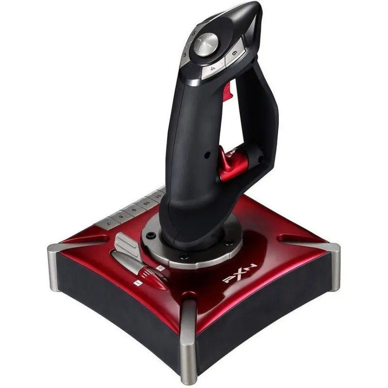 Joystick Simulador Vuelo Pxn-2119 Pro Palanca Usb Control Rojo Con Negro