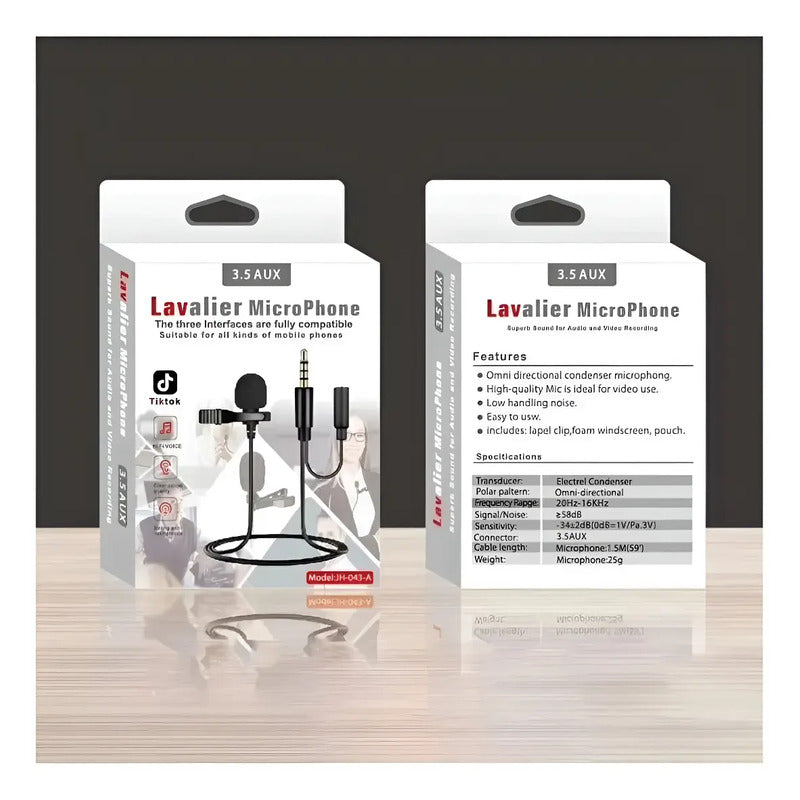 Micrófono Condensador Lavalier Solapa Para Celulares Tab Pc Negro