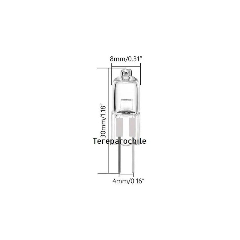 2x Ampolletas Bipin Halogena Tubular 12volt 20w Conector G4 Blanco Cálido