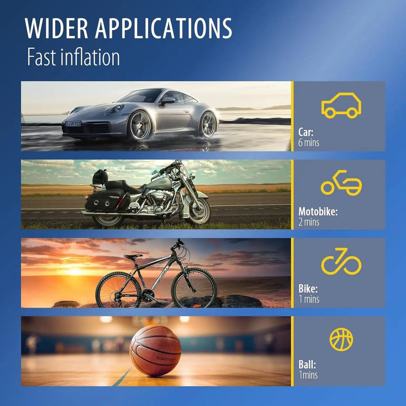 Compresor Aire Inflador Portatil Neumático Cargador Linterna