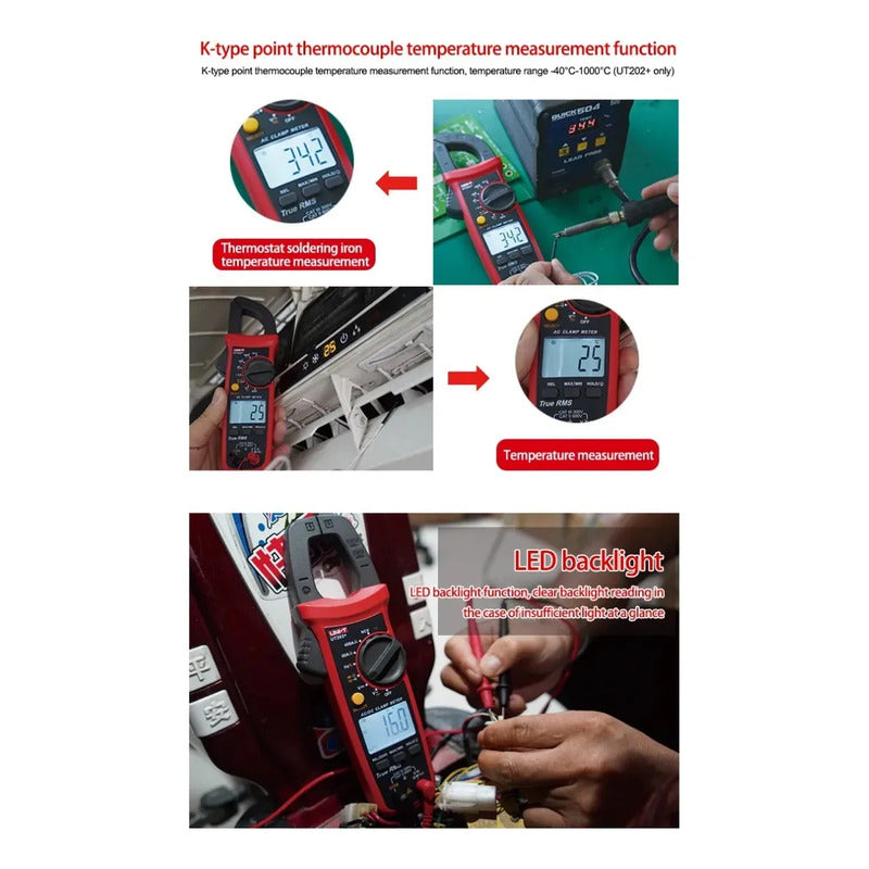 Amperimetro Pinza Digital Tester Ut204+ - Temperatura Ac Dc