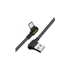 Cable Usb Tipo C 3.0 Carga Rápida 3mt 90° L Luz Led 3a Negro