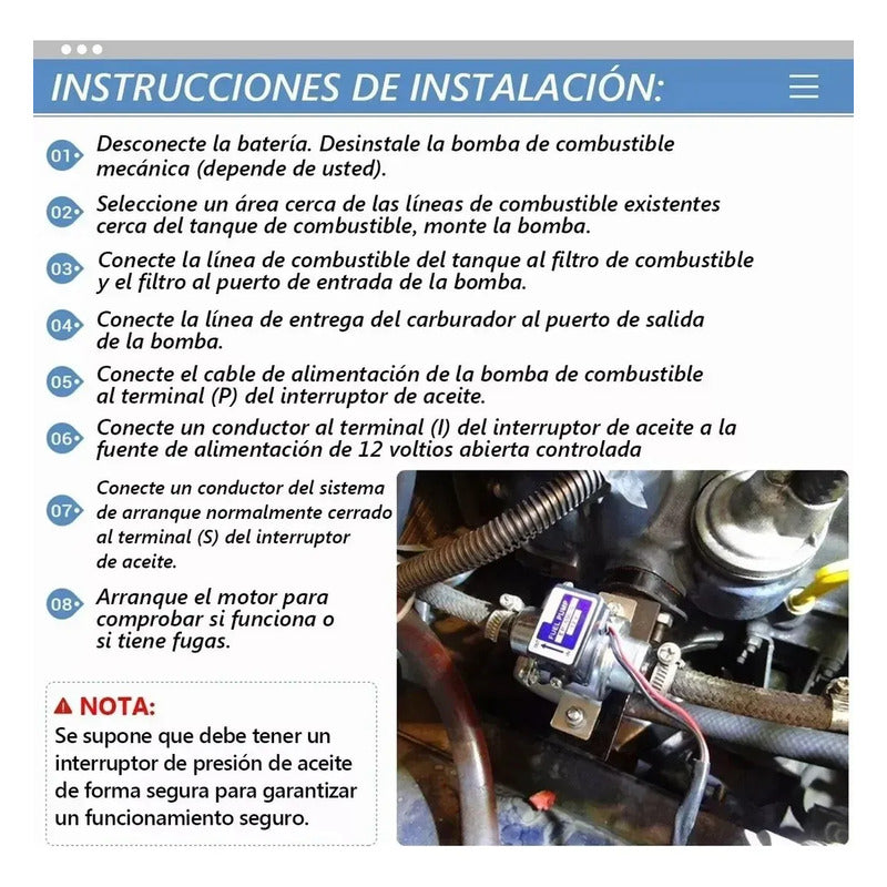 Bomba Combustible Electrica Universal Ep-500-0 12v Generador