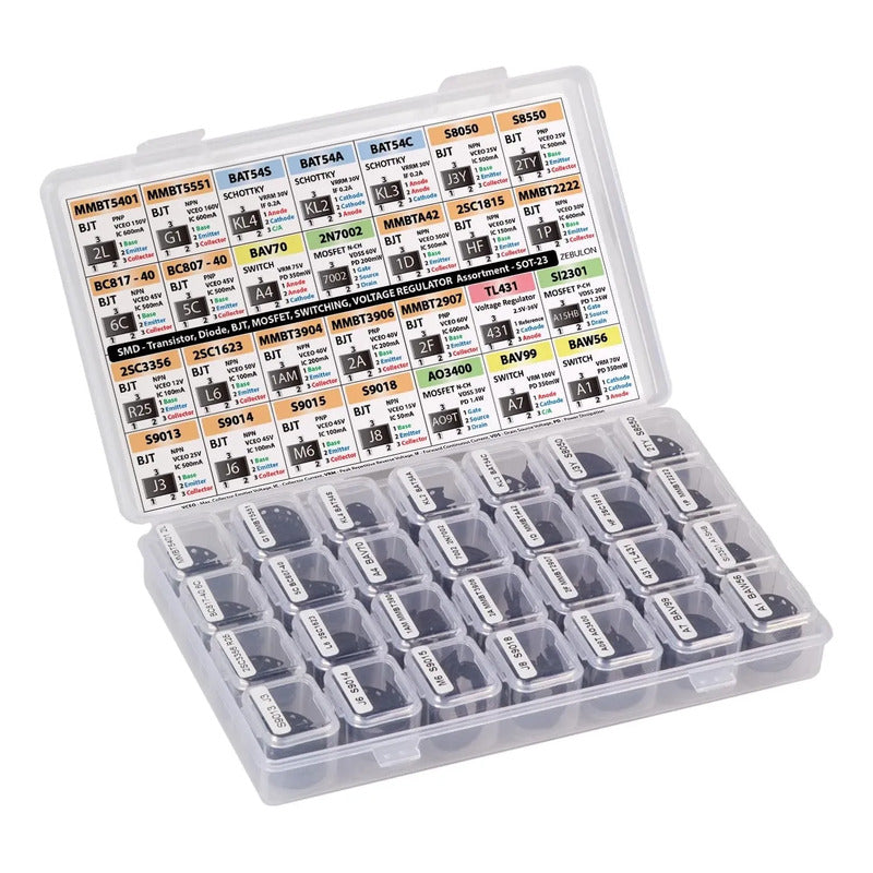 Set De 1400 Piezas Sot-23 Transistores Bjt Mosfet Diodos