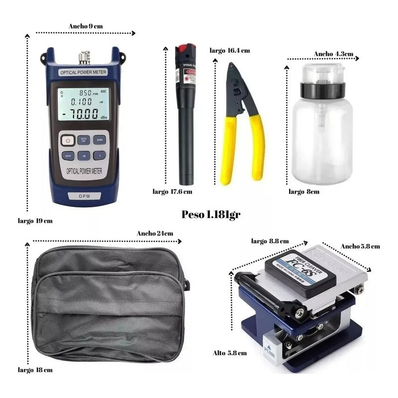 Kit De Herramientas De Fibra Óptica Ftth Power Meter Fc-6s Azul