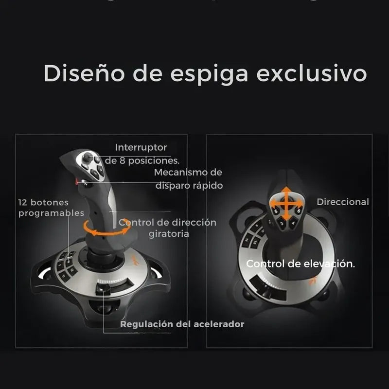 Joystick Palanca Simulador Vuelo Mando Pxn 2113 Pro Gamepad Negro