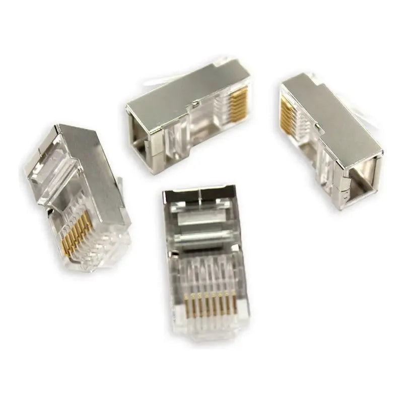 Pack 100 Conectores Red Rj45 Cat6 Metal Ftp Cat5 5e 100 Unid