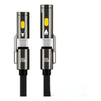 Cable Carga Rapida Usbc 240w 480mbps Con Linterna Encendedor Trenzado 1.2 Metros Negro