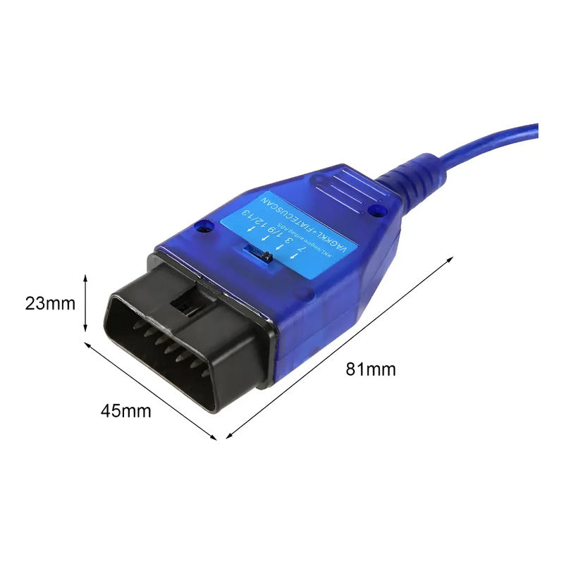 Scanner Usb Obd2 Vag Com Kkl409.1 Para Vw Audi Seat Skoda Azul Marino