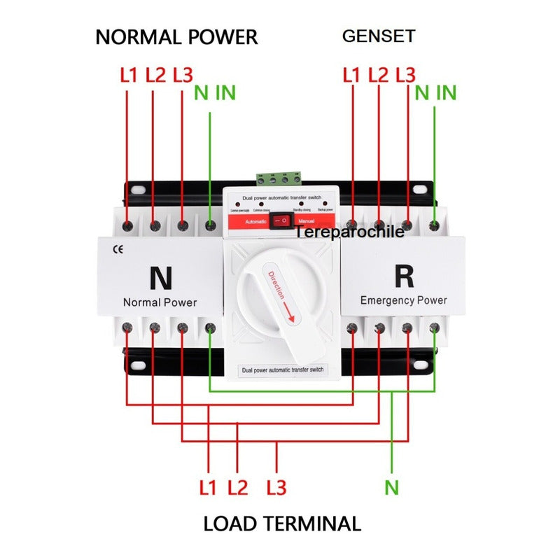 Ats Switch Transferencia Automatico Mcb 63a 220v Generador Gris