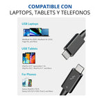 Cable Usb-c 4.0 Para Thunderbolt 4 40gbps 100w 8k 60hz 4k 1m Negro