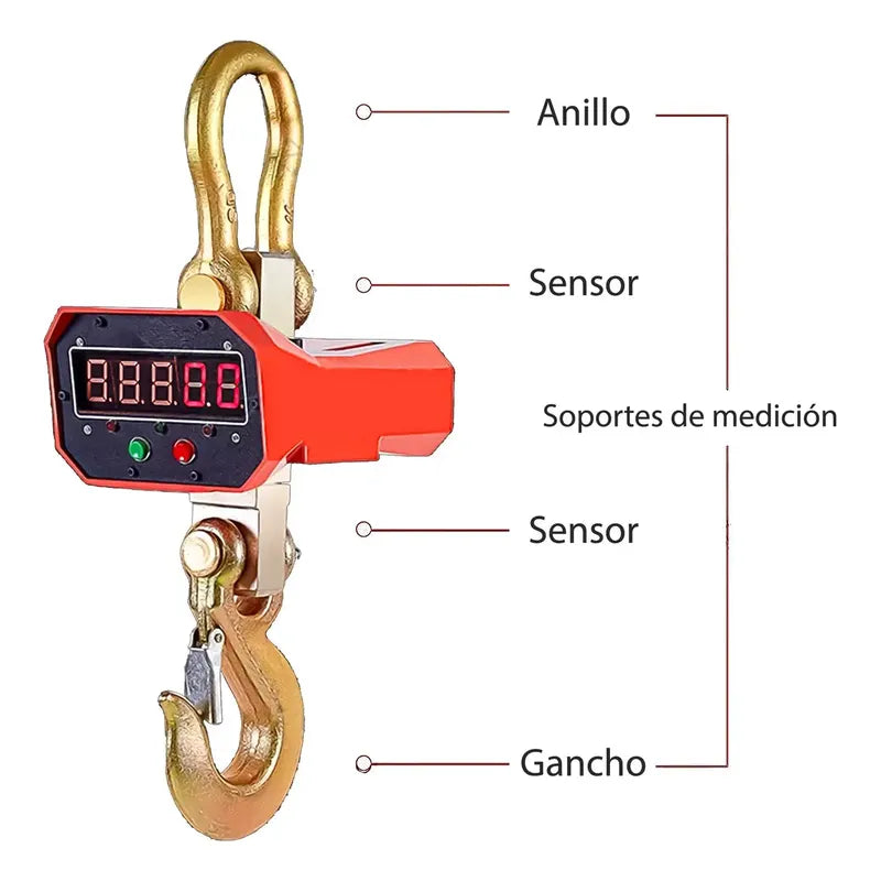 Balanza Digital Colgante Tereparochile 5tn Comercial Pantalla Led Naranja