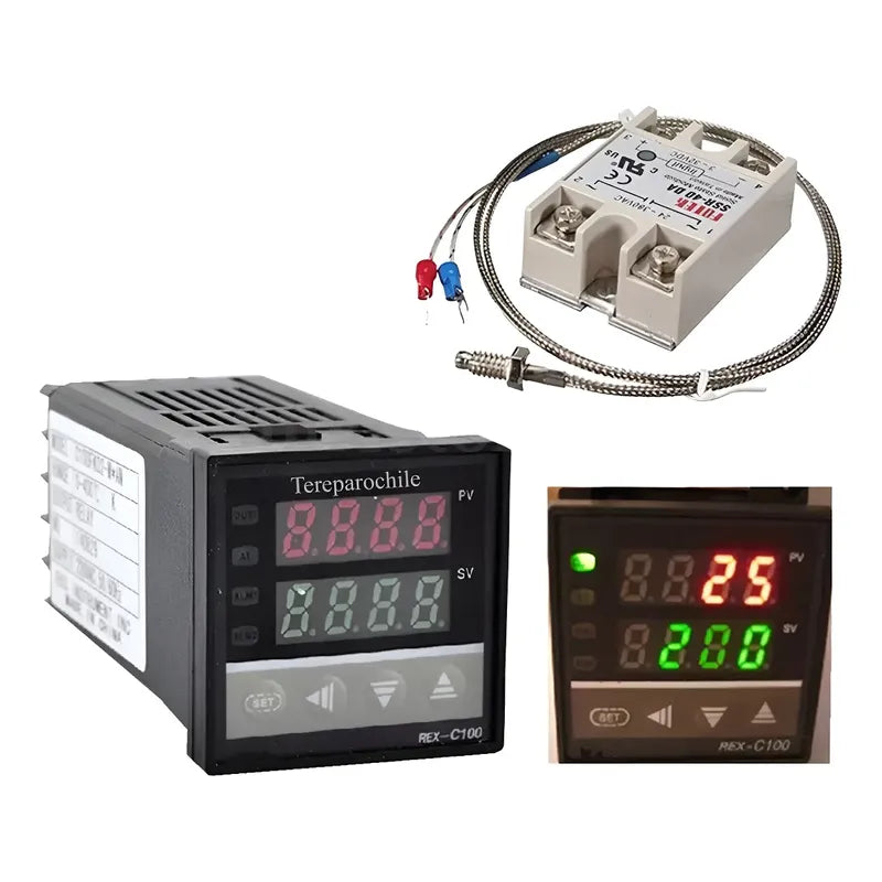 Kit Controlador Temperatura Pid Rex-c100 Termocupla Ssr-40