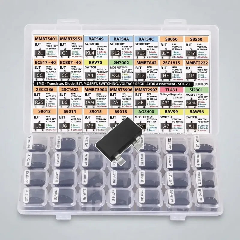 Set De 1400 Piezas Sot-23 Transistores Bjt Mosfet Diodos