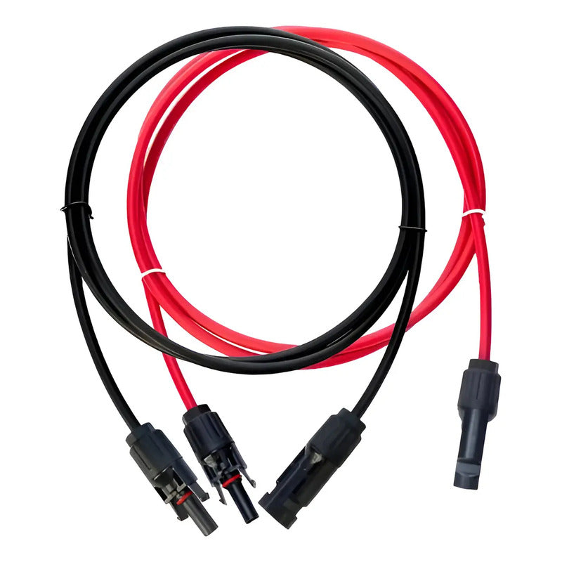 Par Cables Extensión Solar 2 X 5 Mts 6mm + 4 Conectores Mc4 Rojo/negro