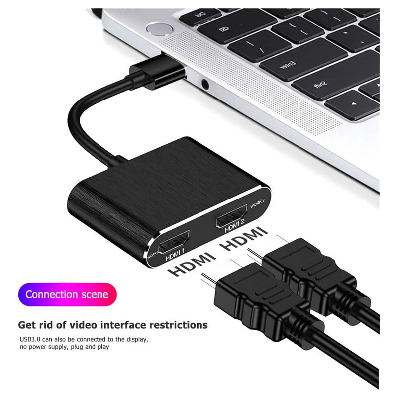 Adaptador Convertidor Usb 3.0 A Hdmi - Hdmi Dual 2k Ultra Hd