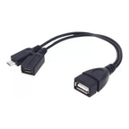 Cable Usb Otg Micro Usb Puerto De Alimentación Macho Hembra Negro