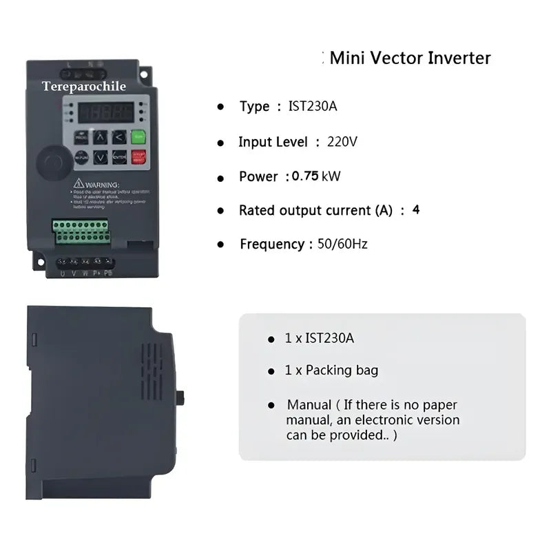 Variador Velocidad Vfd 0.75 Kw 1 Fase A 3 Fases 0-220v 4a