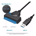 Adaptador Cable Usb A Sata 3 Hdd 2.5 22 Pines + Conector 12v