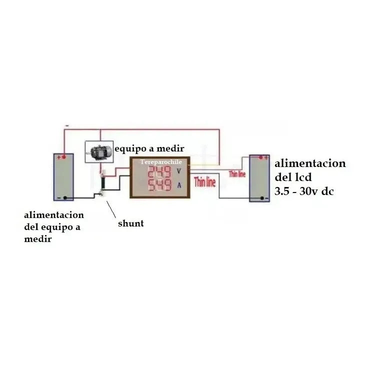 Voltimetro Amperimetro Digital 200v Dc - Con Shunt 200 Amp