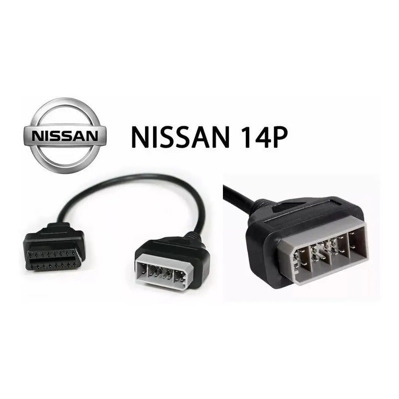 Cable Obdii Nissan Obd1 14 Pin A 16 Pin Obd2 Para Escaner