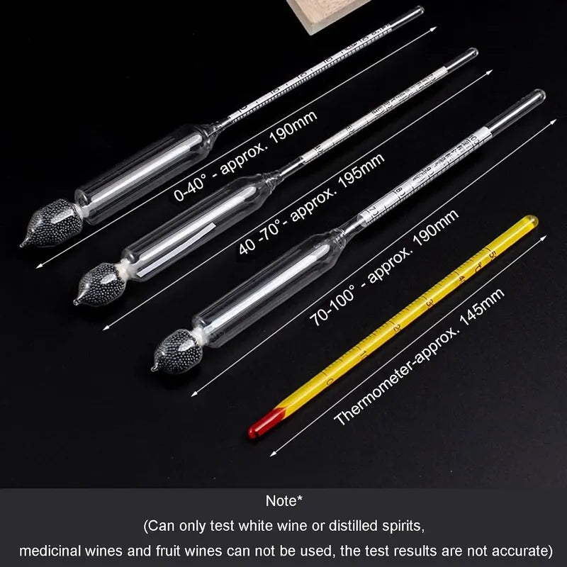 Kit Medidor Alcohol 0-100% Destilados Termometro Densimetro