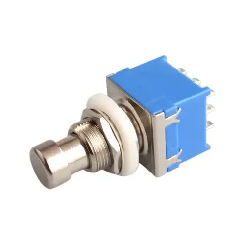 Switch Presion Pulsador Interruptor Pedalera 3pdt 9 Pines Azul Silver