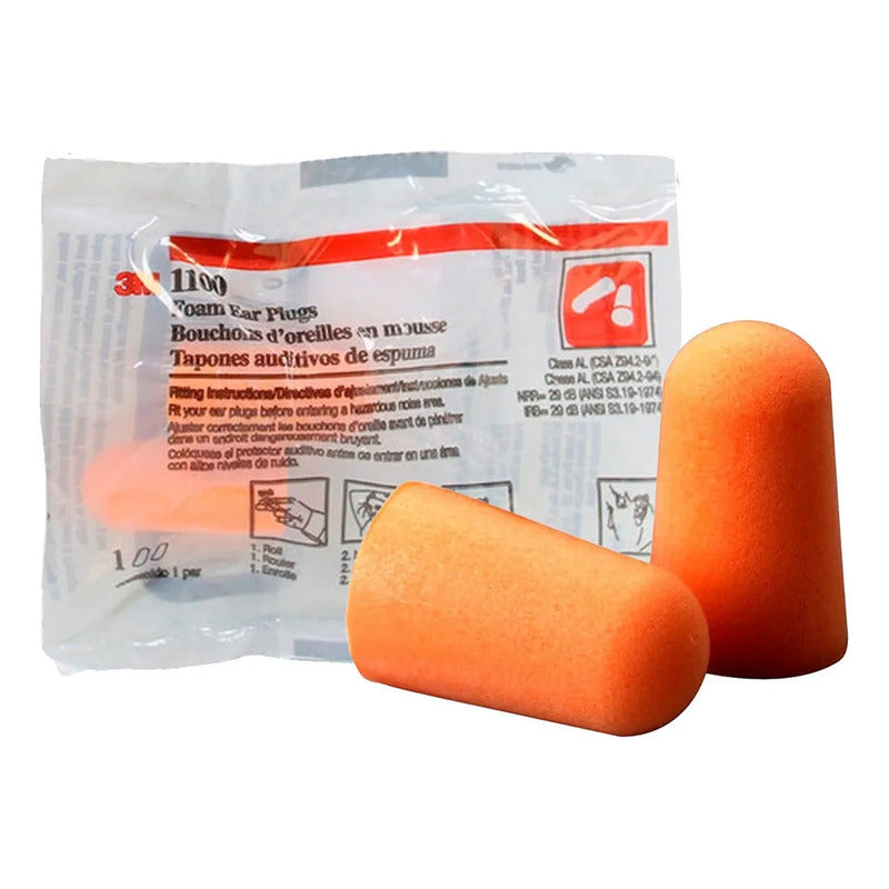 Pack 30 Pares Detallados Tapones Protectores Oído 3m Mod1100 Naranjo