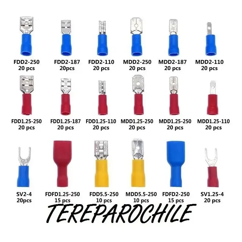 Kit Set 330 Terminales Surtidos Con Aislamiento Electrico