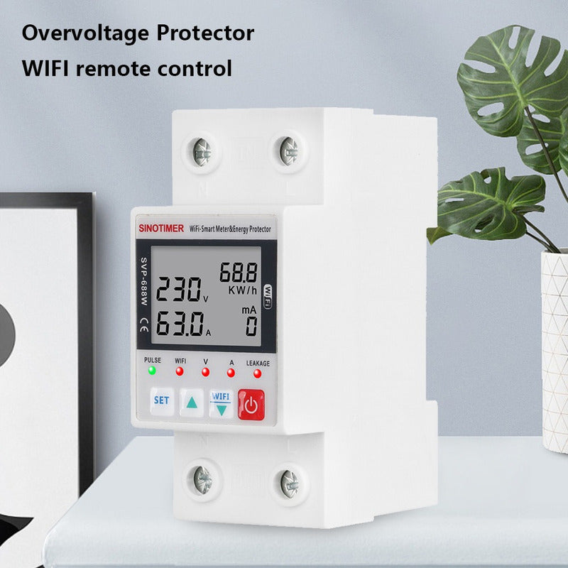 Medidor Consumo Wifi Protección Sobre Bajo Voltaje 63a Tuya