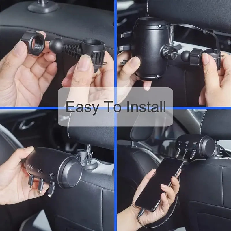 Cargador Celular Usb-c Auto Para iPhone Android Uber Taxi Negro