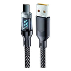 Cable De Carga Usb A - Usb C Pantalla Led 120w Nylon Negro Negro
