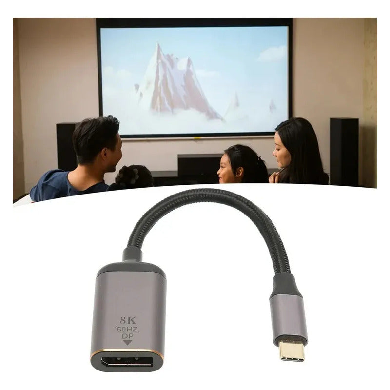 Adaptador Usb Tipo C A Displayport Hembra 4k 144hz- 8k 60hz Negro
