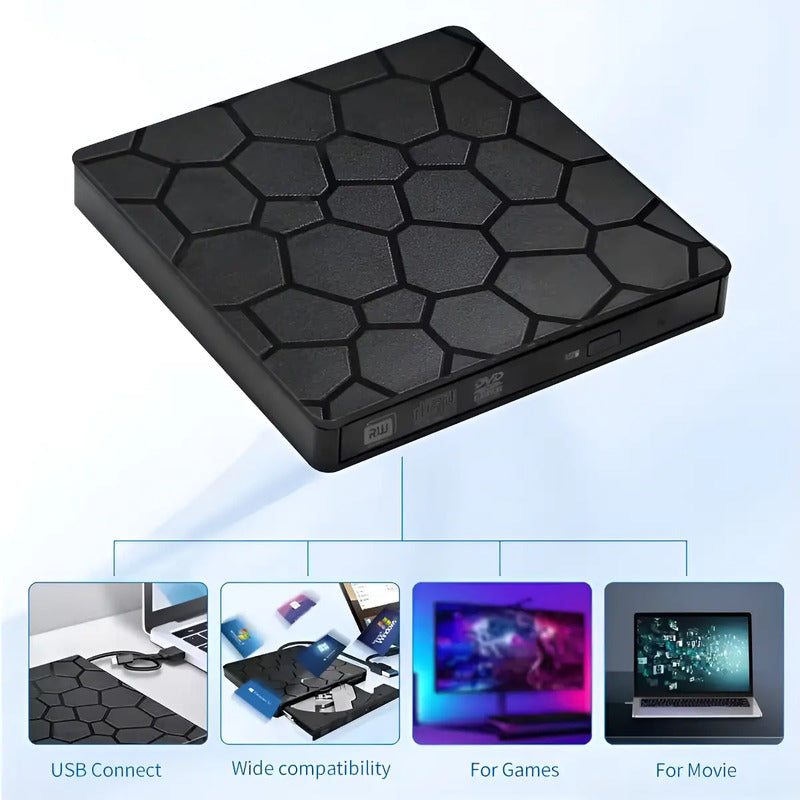 Lector Grabador Dvd Cd Externa Usb3.0 Usb C Otg Portatil Negro