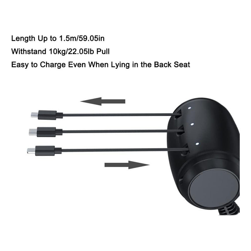 Cargador Celular Usb-c Auto Para iPhone Android Uber Taxi Negro